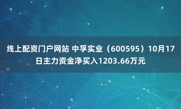 线上配资门户网站 中孚实业（600595）10月17日主力资金净买入1203.66万元